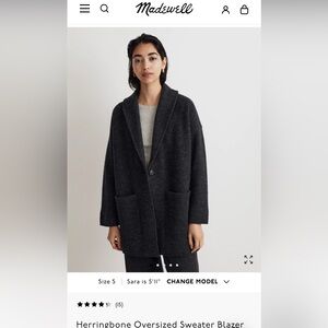Madewell Herringbone Oversized Sweater Blazer